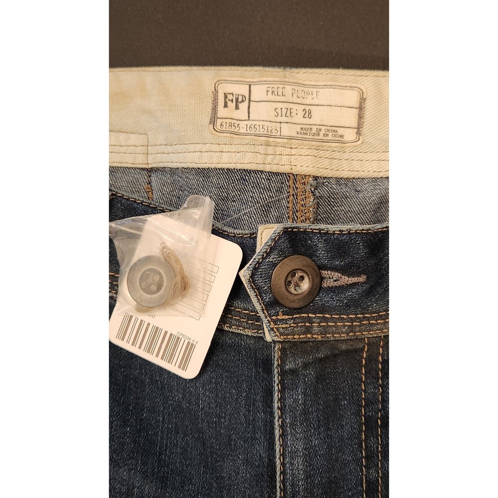 NWT Free People Flare Jeans Corduroy Tuxedo Stripe Raw‎ Hem Women's 28 X 32 - Picture 3 of 6